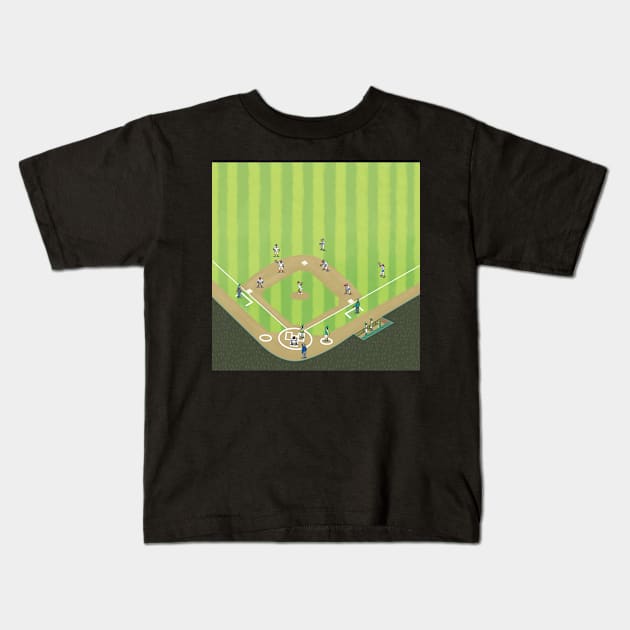 Baseball Players on Diamond Kids T-Shirt by MrChuckles